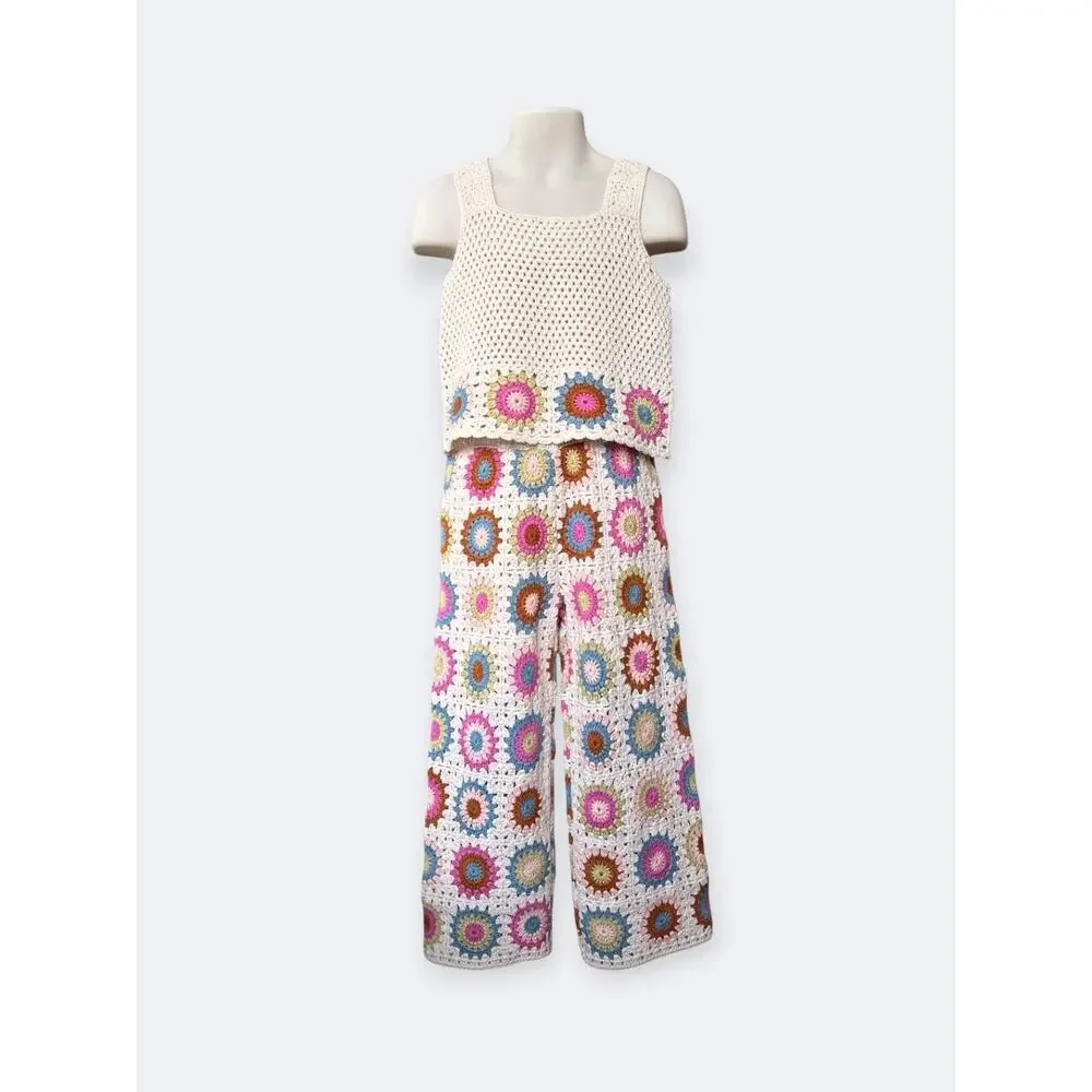 Zara Crochet Knit Pant and Top Set Size 5 Years ( 110cm), Multicolored